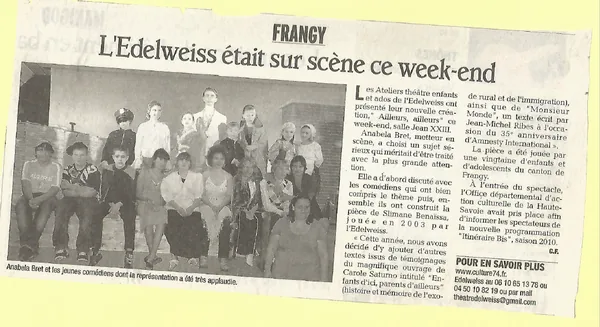 Article : L’Edelweiss était sur scène ce week-end, photo de groupe des jeunes comédiens